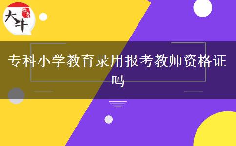 专科小学教育录用报考教师资格证吗