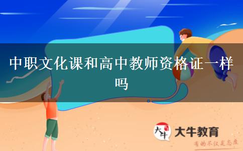 中职文化课和高中教师资格证一样吗