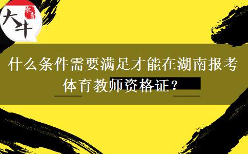 什么条件需要满足才能在湖南报考体育教师资格证？