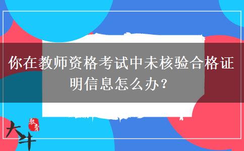 你在教师资格考试中未核验合格证明信息怎么办？