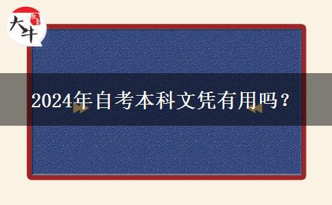 2024年自考本科文凭有用吗？