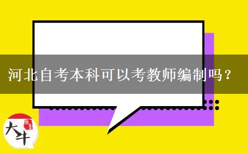 河北自考本科可以考教师编制吗？