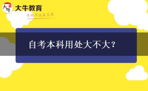 自考本科用处大不大？