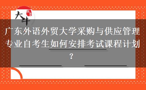 广东外语外贸大学采购与供应管理专业自考生如何安排考试课程计划？