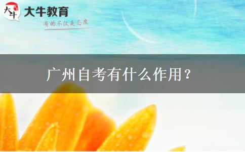 广州自考有什么作用？