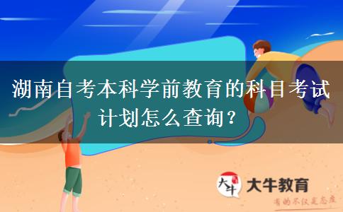 湖南自考本科学前教育的科目考试计划怎么查询？