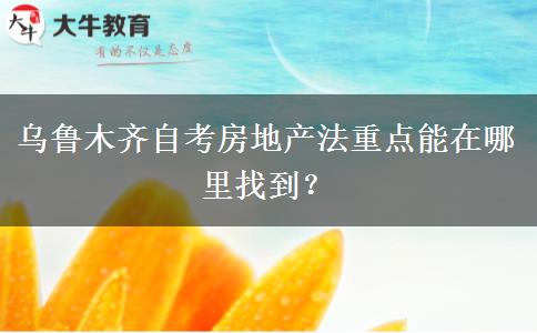 乌鲁木齐自考房地产法重点能在哪里找到？