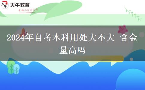 2024年自考本科用处大不大 含金量高吗