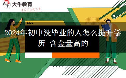 2024年初中没毕业的人怎么提升学历 含金量高的