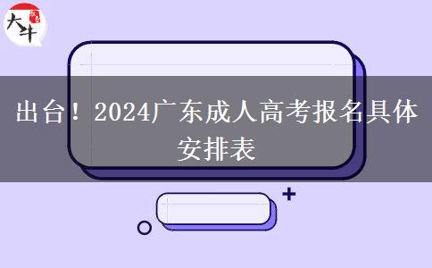 出台！2024广东成人高考报名具体安排表