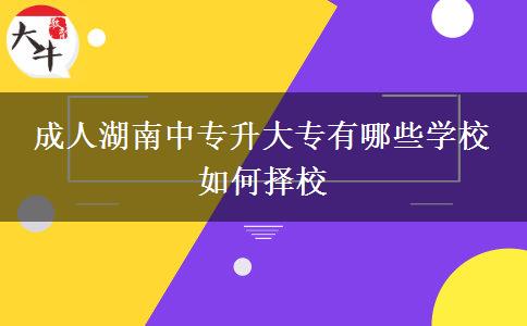 成人湖南中专升大专有哪些学校 如何择校