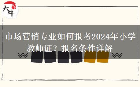 市场营销专业如何报考2024年小学教师证？报名条件详解