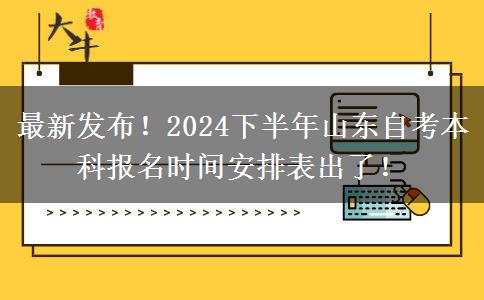 最新发布！2024下半年山东自考本科报名时间安排表出了！