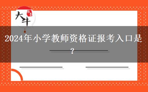 2024年小学教师资格证报考入口是？