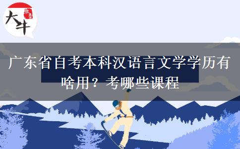 广东省自考本科汉语言文学学历有啥用？考哪些课程