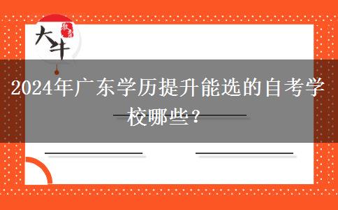 2024年广东学历提升能选的自考学校哪些？