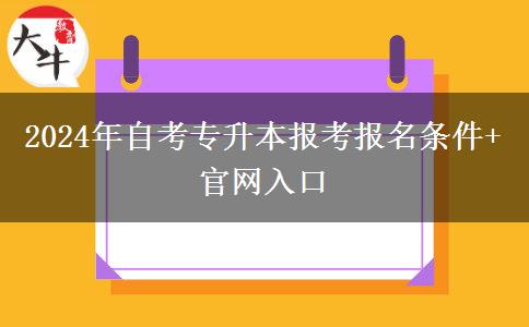 2024年自考专升本报考报名条件+官网入口