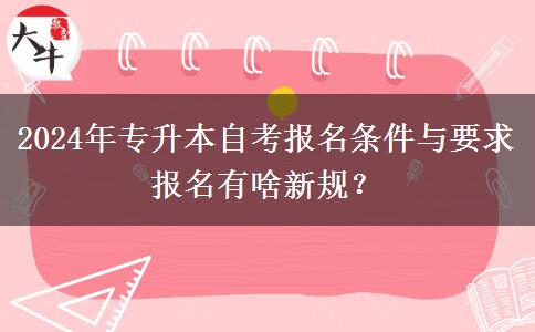 2024年专升本自考报名条件与要求 报名有啥新规？