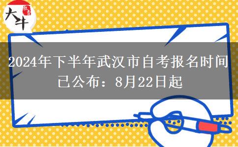 2024年下半年武汉市自考报名时间已公布：8月22日起