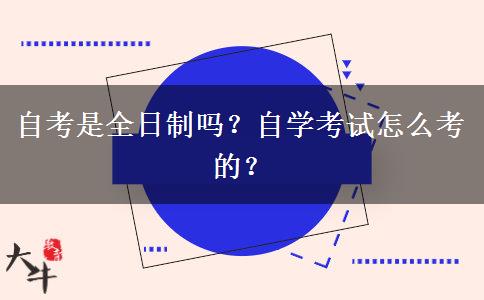 自考是全日制吗？自学考试怎么考的？