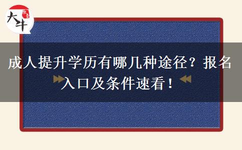 成人提升学历有哪几种途径？报名入口及条件速看！