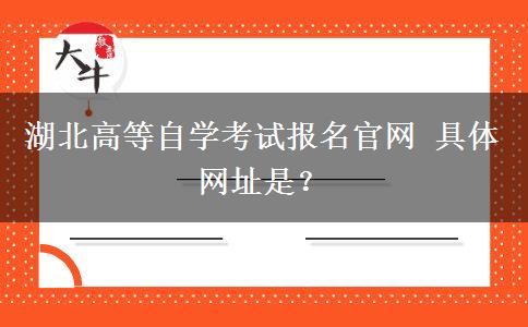 湖北高等自学考试报名官网 具体网址是？