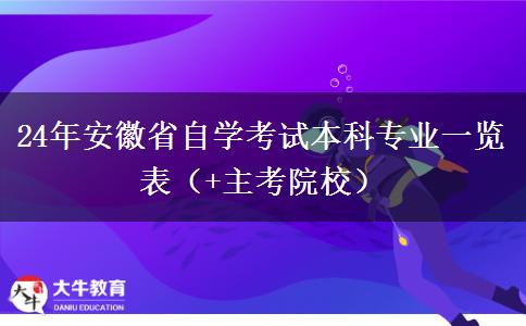 24年安徽省自学考试本科专业一览表（+主考院校）