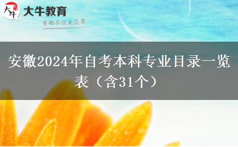 安徽2024年自考本科专业目录一览表（含31个）