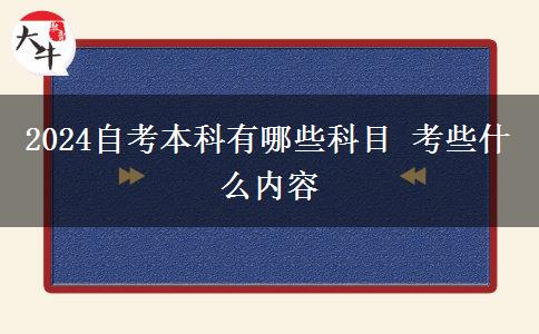 2024自考本科有哪些科目 考些什么内容