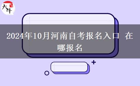 2024年10月河南自考报名入口 在哪报名