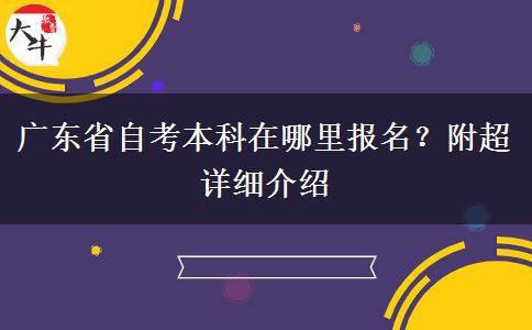 广东省自考本科在哪里报名？附超详细介绍