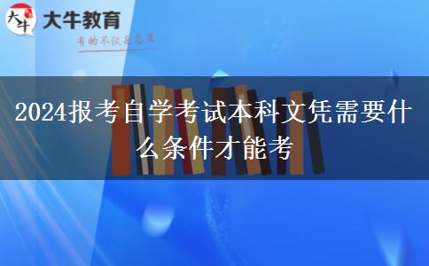 2024报考自学考试本科文凭需要什么条件才能考