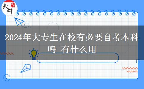 2024年大专生在校有必要自考本科吗 有什么用