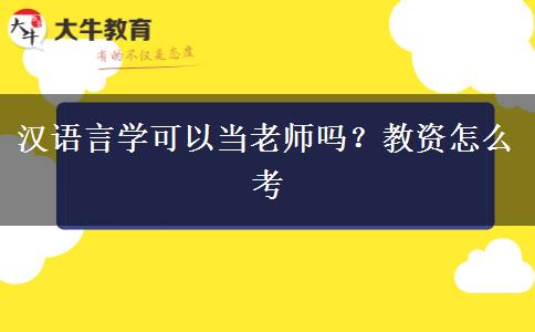 汉语言学可以当老师吗？教资怎么考