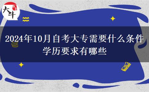 2024年10月自考大专需要什么条件 学历要求有哪些