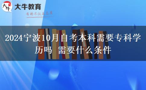 2024宁波10月自考本科需要专科学历吗 需要什么条件