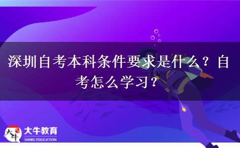 深圳自考本科条件要求是什么？自考怎么学习？