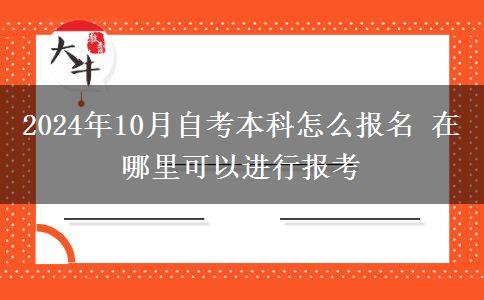 2024年10月自考本科怎么报名 在哪里可以进行报考