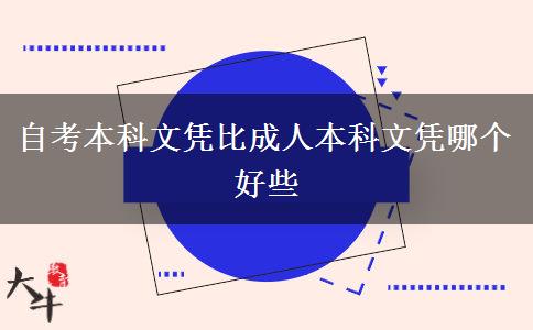 自考本科文凭比成人本科文凭哪个好些