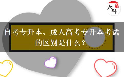 自考专升本、成人高考专升本考试的区别是什么？