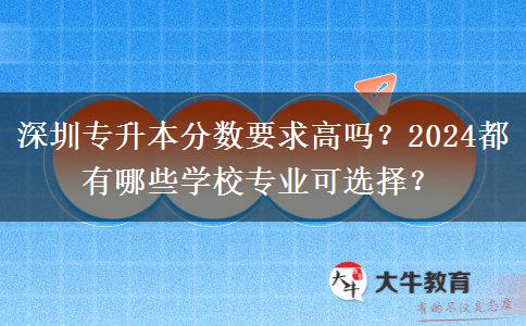 深圳专升本分数要求高吗？2024都有哪些学校专业可选择？