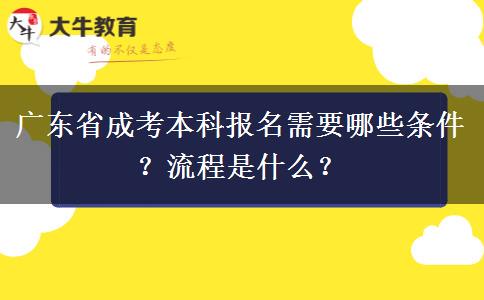 广东省成考本科报名需要哪些条件？流程是什么？