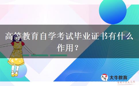 高等教育自学考试毕业证书有什么作用？