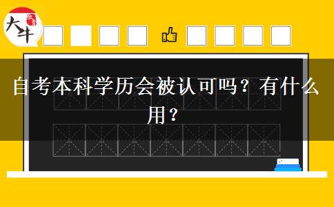 自考本科学历会被认可吗？有什么用？