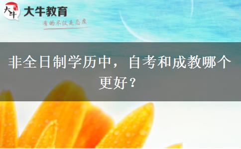 非全日制学历中，自考和成教哪个更好？