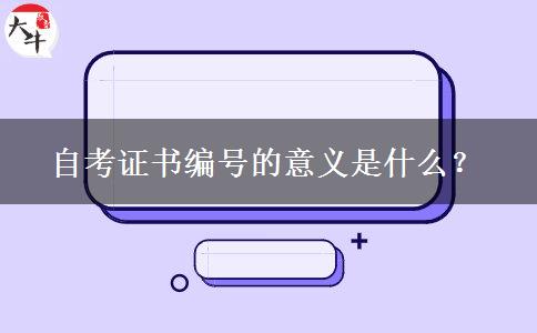 自考证书编号的意义是什么？