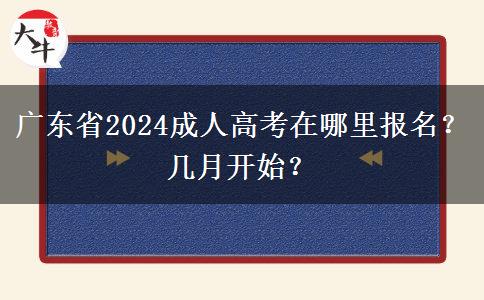 广东省2024成人高考在哪里报名？几月开始？