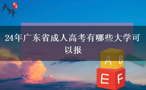 24年广东省成人高考有哪些大学可以报