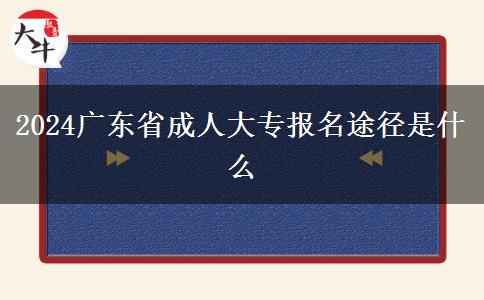 2024广东省成人大专报名途径是什么