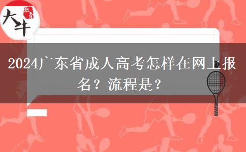 2024广东省成人高考怎样在网上报名？流程是？